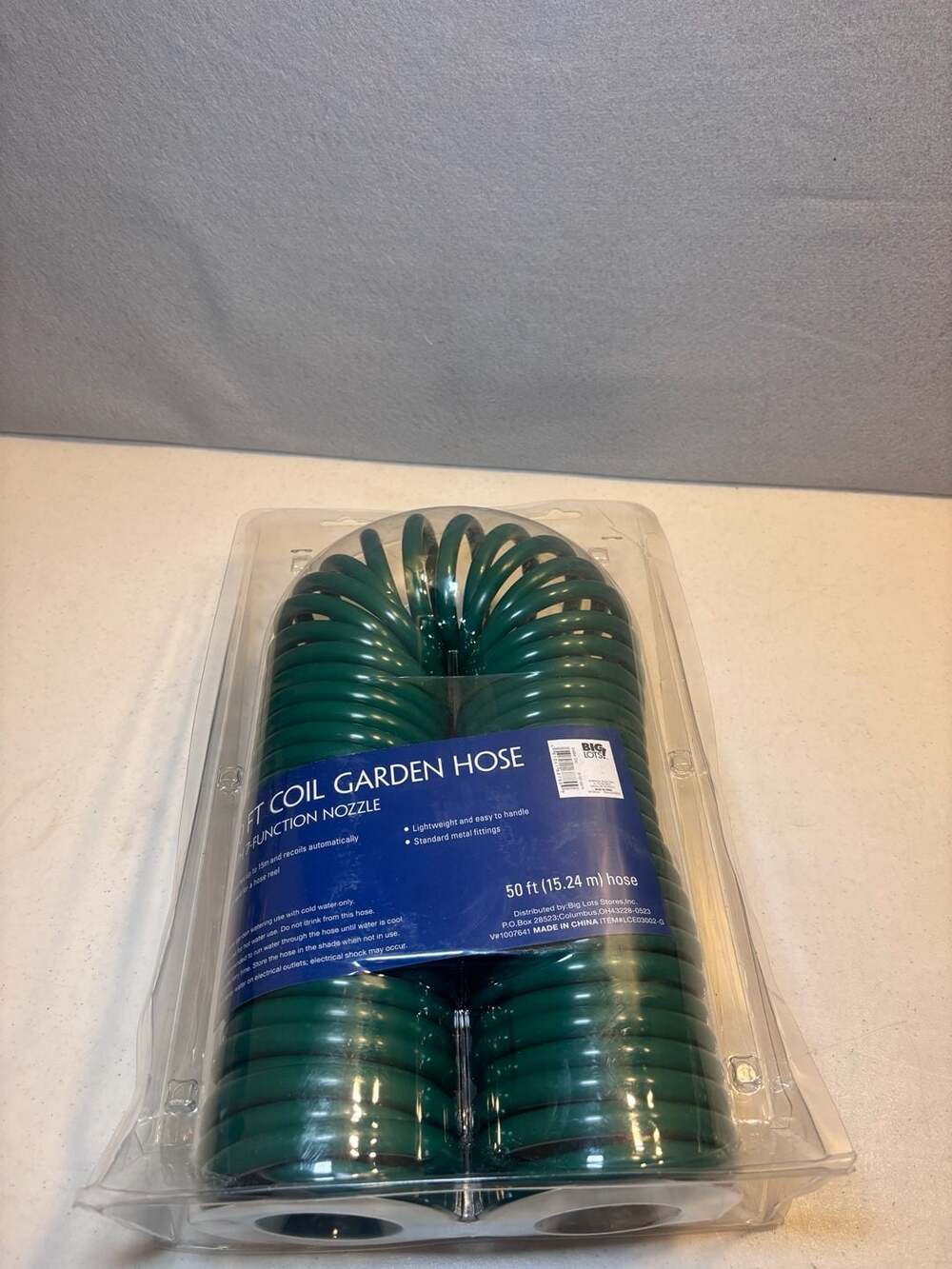 Big Lots 50 ft Coil Garden Hose 50 ft (15.24 m) Green